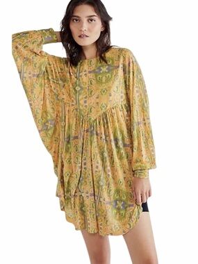 Free People This Is It Tunic Dress Boho Oversized Printed Mini Festival Spring